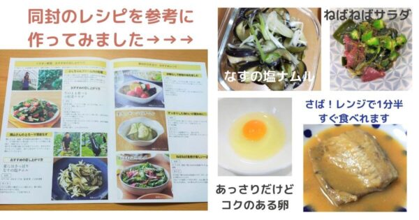 大地を守る会のお試しセットで作った副菜など